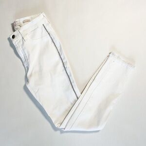 7 For All Mankind Jen 7 White Ankle Skinny Stretch Rhinestone Detail Jeans